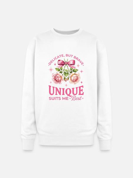 Unique Rose Bloom Ribbon - Oversized Crewneck Sweatshirt - white