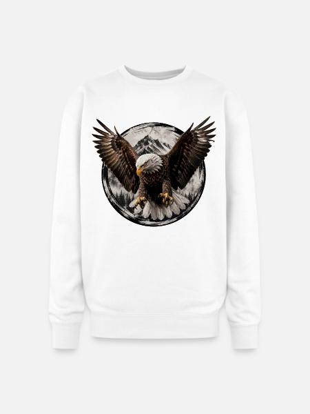Eagle Over Mountain Circle - Oversized Crewneck Sweatshirt - white