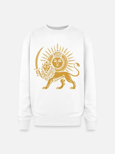 Solar Crowned Lion Emblem - Oversized Crewneck Sweatshirt - white