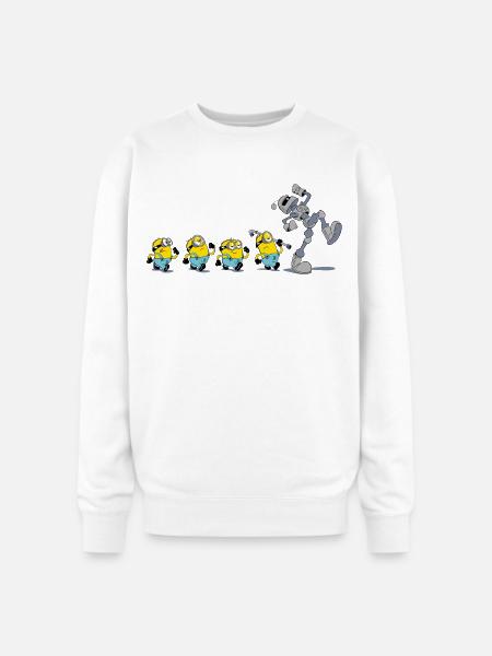 Minions In A Row With Robot - Oversized Crewneck Sweatshirt - white