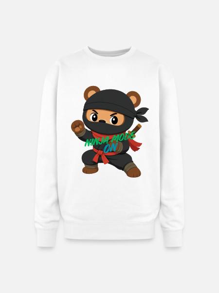 Ninja Panda Bear Mode On - Oversized Crewneck Sweatshirt - white