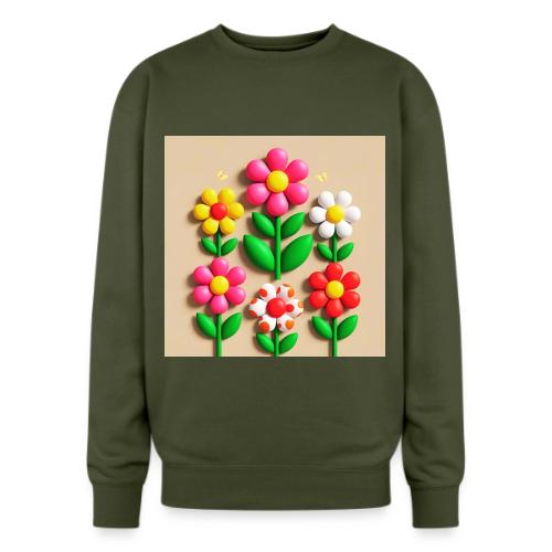 3D Flowers and Butterflies in Amber, Floral Design - Oversized Crewneck Sweatshirt