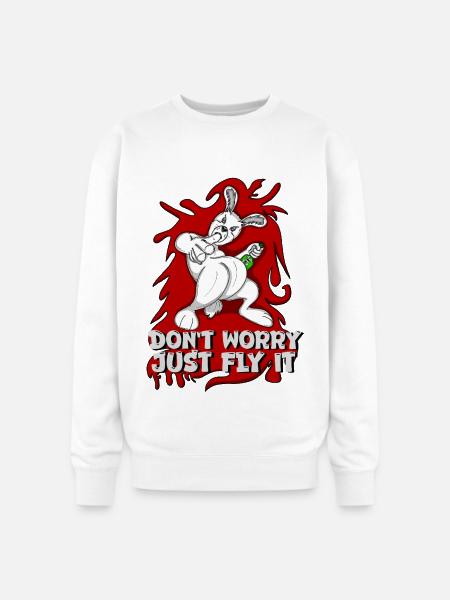 Badass bunny just fly it - Oversized Crewneck Sweatshirt - white