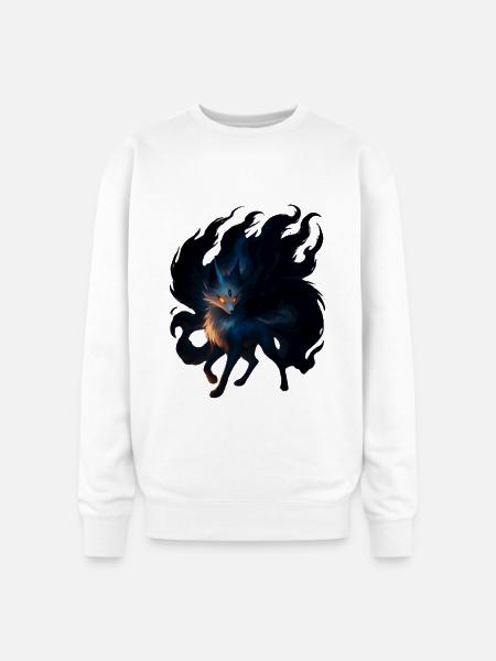 Mystic Night Wolf Illustration - Oversized Crewneck Sweatshirt - white