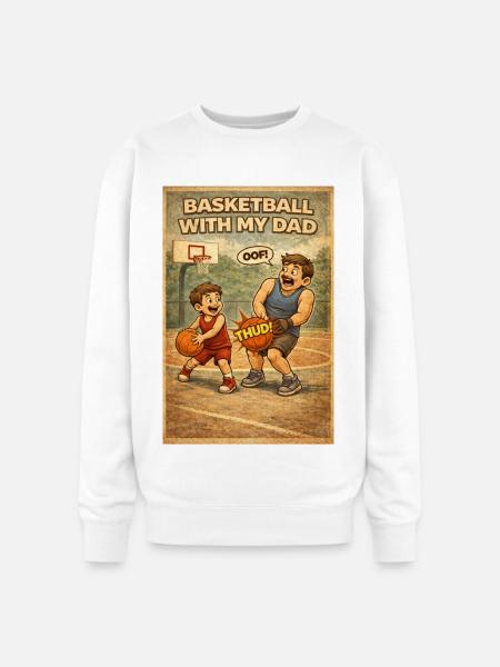 Basketball Bond: Dad and Kid - Oversized Crewneck Sweatshirt - white