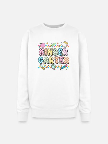 Kindergarten Checkerboard Teacher - Oversized Crewneck Sweatshirt - white