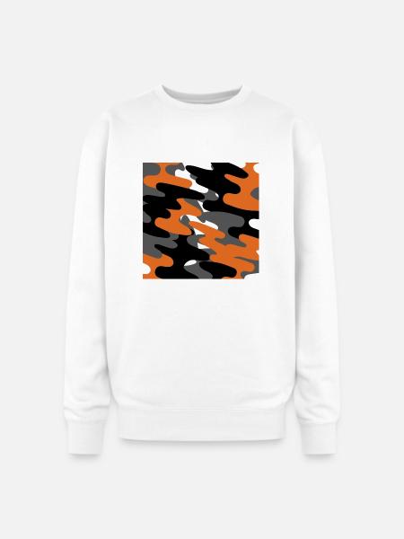 Orange Camo Pattern - Oversized Crewneck Sweatshirt - white