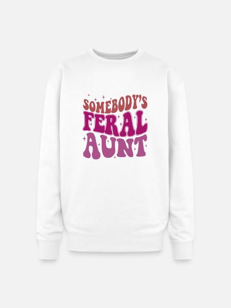 Somebody's Feral Aunt - Oversized Crewneck Sweatshirt - white
