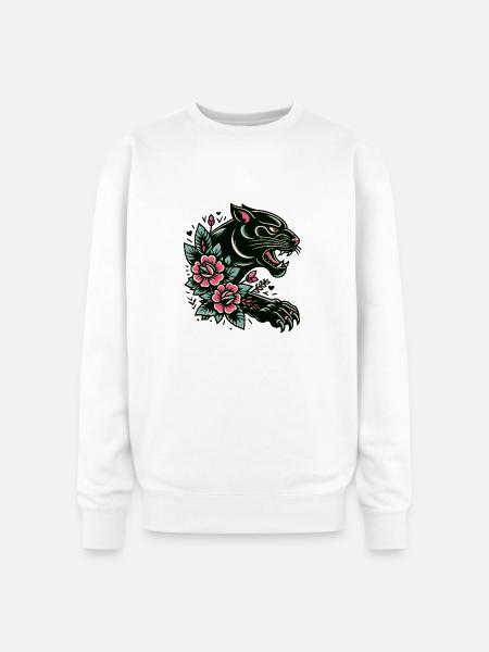Black Panther Flash Tattoo - Oversized Crewneck Sweatshirt - white