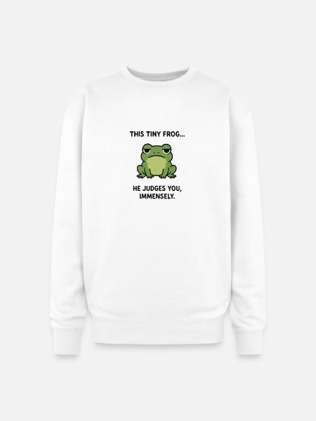 Frog Judges You, Immensely. - Oversized Crewneck Sweatshirt - white