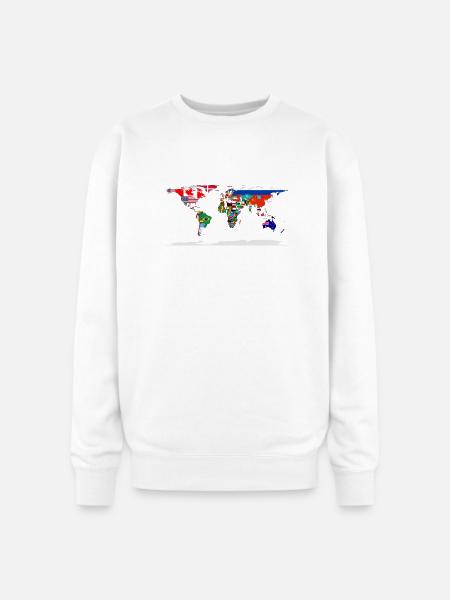 Flag Map Of The World - Oversized Crewneck Sweatshirt - white