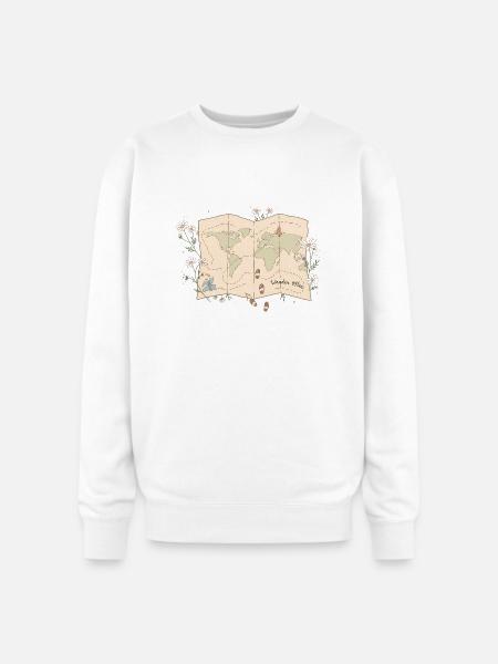 Wander Often Map - Oversized Crewneck Sweatshirt - white