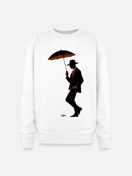 Noir Gentleman Umbrella Silhouette - Oversized Crewneck Sweatshirt - white