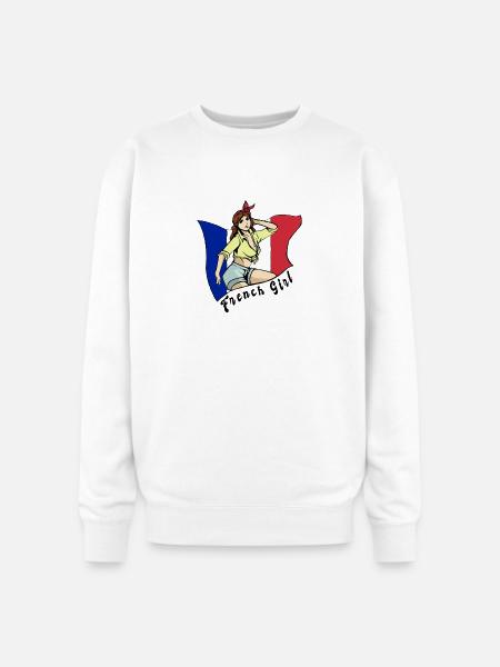 France girl flag design - Oversized Crewneck Sweatshirt - white