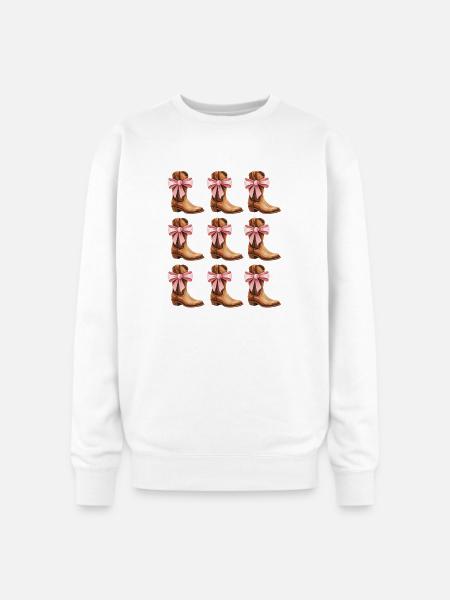Cowgirl Boots and Pink Bows Rodeo - Oversized Crewneck Sweatshirt - white