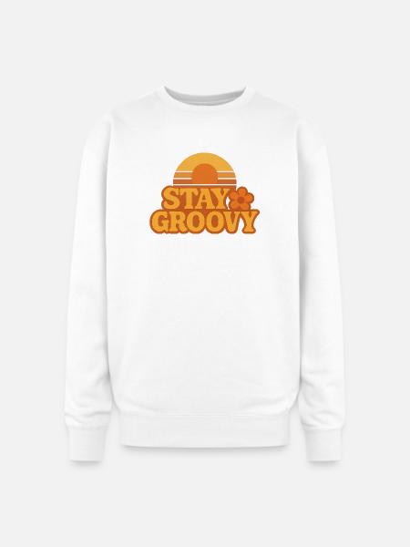 Retro Sunset Stay Groovy Graphic - Oversized Crewneck Sweatshirt - white
