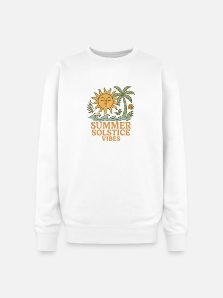 Summer Solstice Vibes Sun and Palm Design - Oversized Crewneck Sweatshirt - white