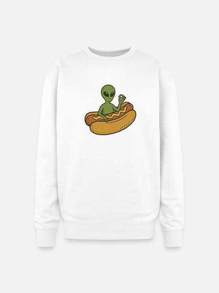 Alien Hot Dog Casual Illustration - Oversized Crewneck Sweatshirt - white