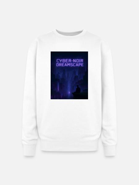 Cyber-Noir Dreamscape Design - Oversized Crewneck Sweatshirt - white