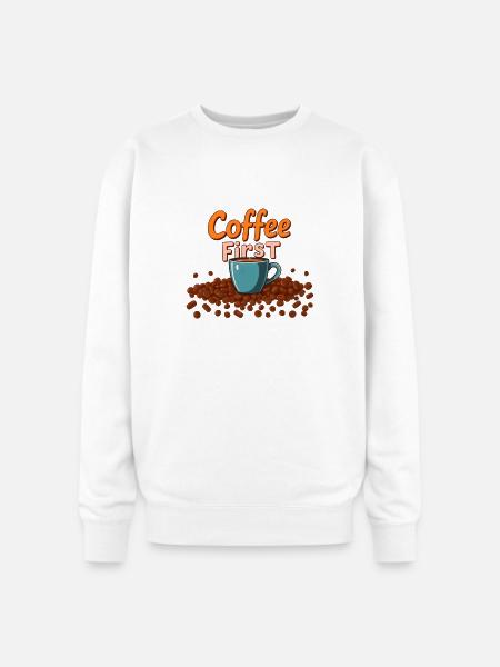 Coffee First Cup Splash - Oversized Crewneck Sweatshirt - white
