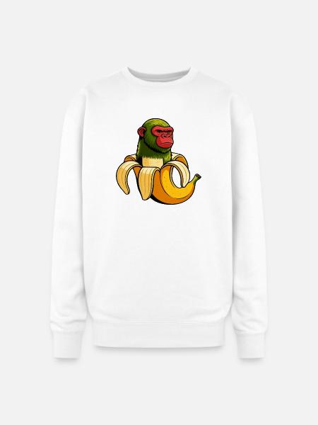 Chimpanzini Bananini Italian Brainrot Meme Art - Oversized Crewneck Sweatshirt - white