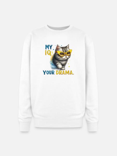 My IQ Your Drama Cat - Oversized Crewneck Sweatshirt - white