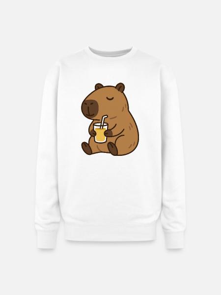 Bear Sips Sunshine - Oversized Crewneck Sweatshirt - white