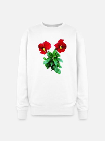 Red Pansy Duo - Oversized Crewneck Sweatshirt - white