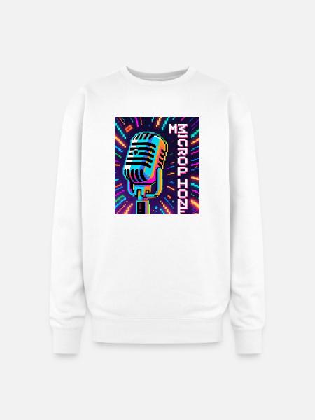 Retro Microphone - Oversized Crewneck Sweatshirt - white