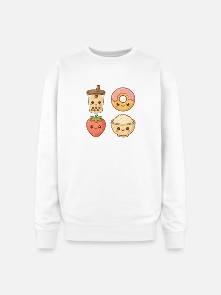 Kawaii Food Friends - Oversized Crewneck Sweatshirt - white