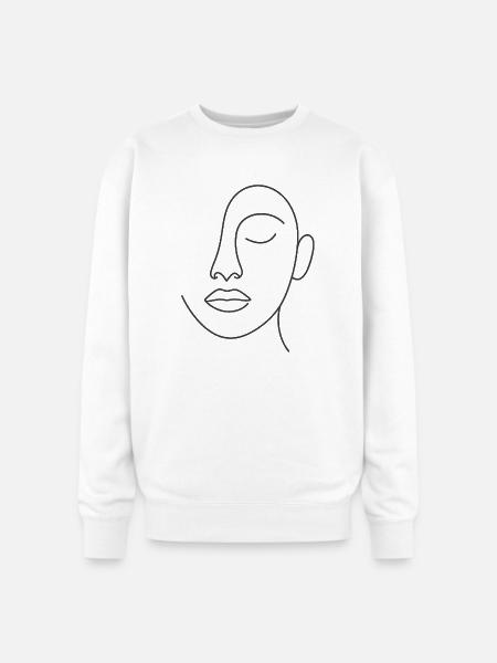 Minimal Line Portrait - Oversized Crewneck Sweatshirt - white