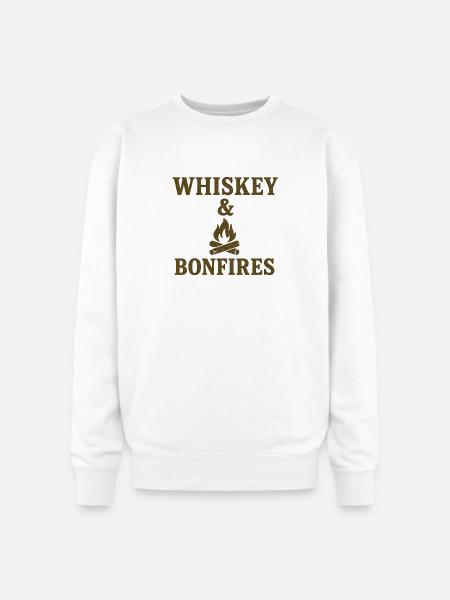 Whiskey & Bonfires Rustic Camp Graphic - Oversized Crewneck Sweatshirt - white