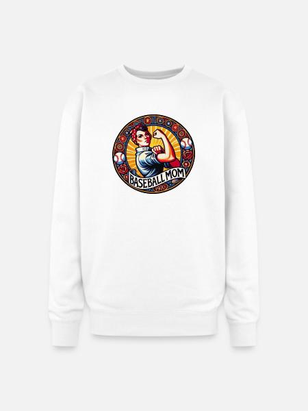 Baseball Mom 1970s Emblem - Oversized Crewneck Sweatshirt - white