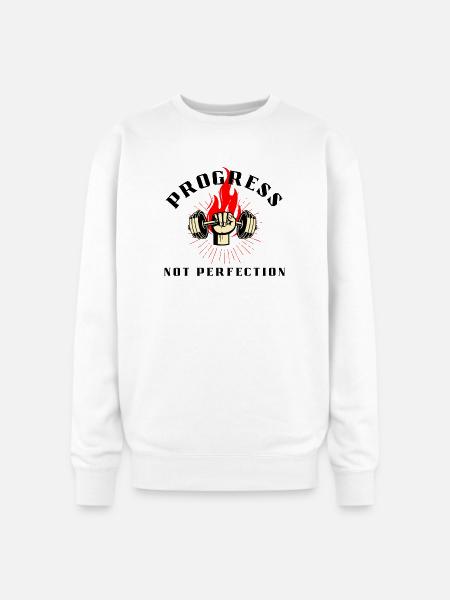 Progress Not Prefection-Motivational fitnes design - Oversized Crewneck Sweatshirt - white