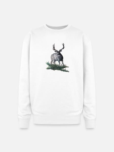 Mule deer buck sketch - Oversized Crewneck Sweatshirt - white