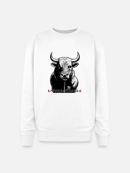 Unbreakable Bull Portrait - Oversized Crewneck Sweatshirt - white