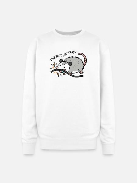 Eat Trash Funny Opossum - Oversized Crewneck Sweatshirt - white