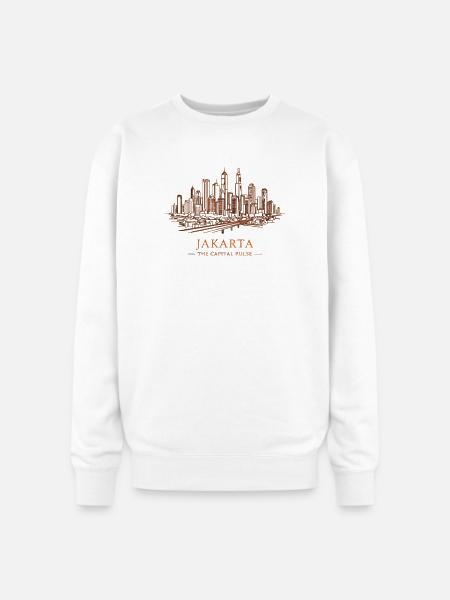 Jakarta Pulse City Skyline - Oversized Crewneck Sweatshirt - white