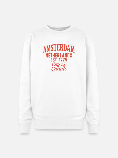 Amsterdam City of Canals Shirt - Oversized Crewneck Sweatshirt - white