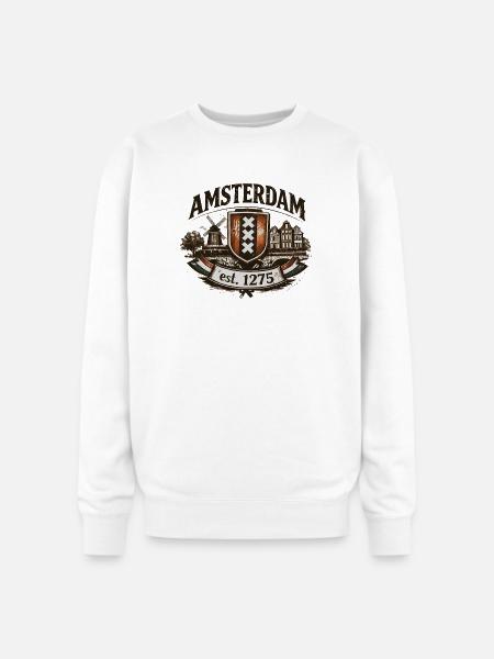 Amsterdam – Windmill & Canal Crest - Oversized Crewneck Sweatshirt - white