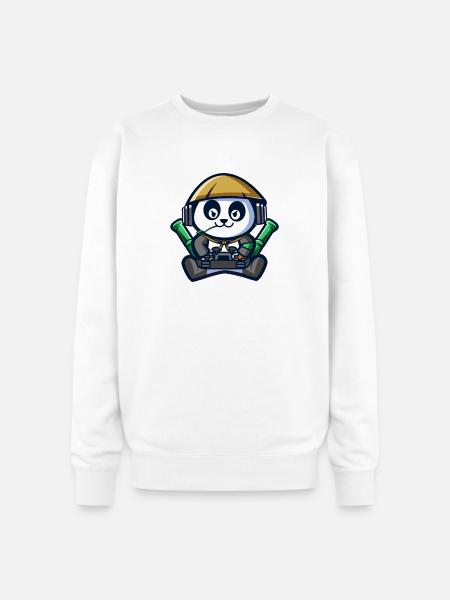Panda Astronaut Gamer - Oversized Crewneck Sweatshirt - white