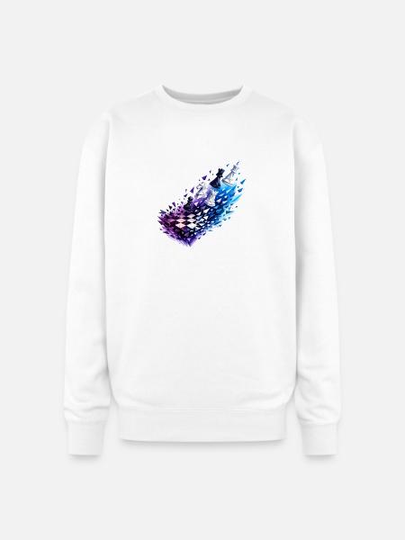 Chromatic Chess Glyph Burst - Oversized Crewneck Sweatshirt - white