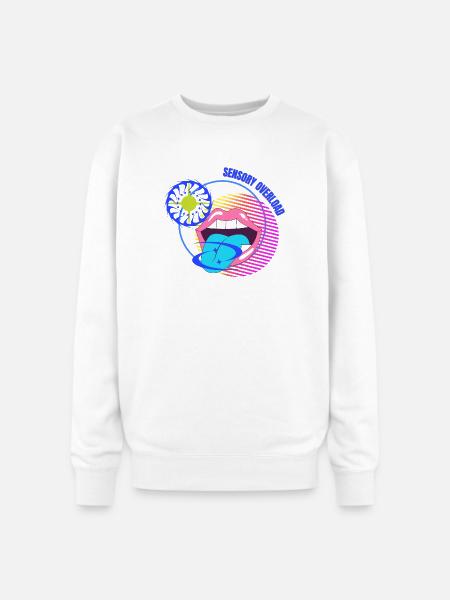 Sensory Overload Glitch Aesthetic - Oversized Crewneck Sweatshirt - white