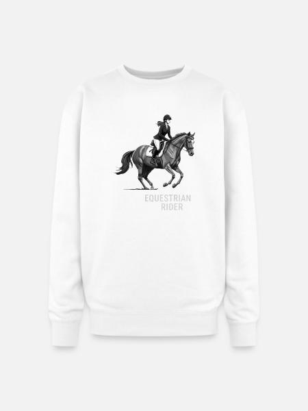 Monochrome Equestrian Rider - Oversized Crewneck Sweatshirt - white