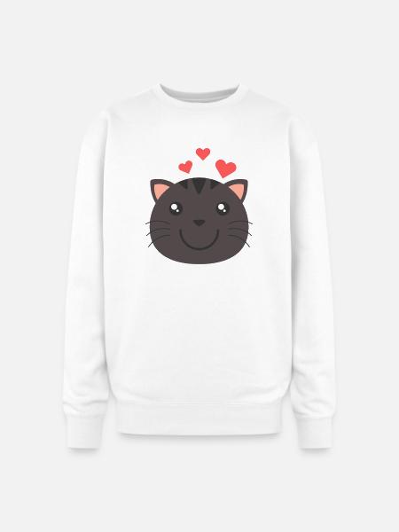Heartfelt Cat Face - Oversized Crewneck Sweatshirt - white
