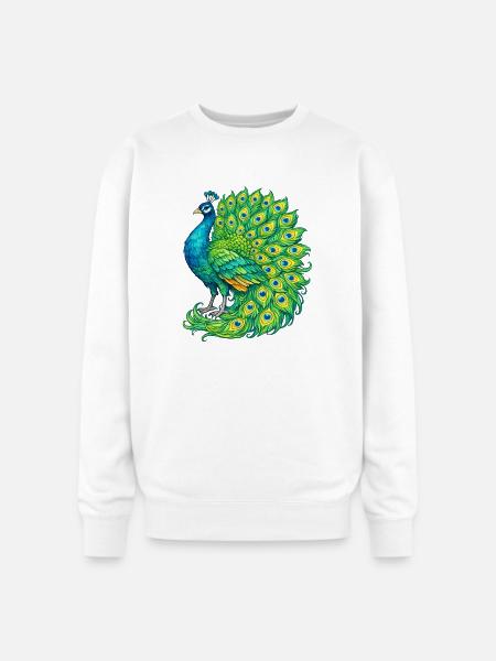 Vivid Peacock Cascade - Oversized Crewneck Sweatshirt - white