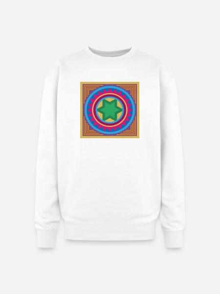 Vibrant Star Mandala Burst - Oversized Crewneck Sweatshirt - white