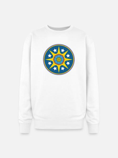 Solar Starburst Emblem Circle - Oversized Crewneck Sweatshirt - white