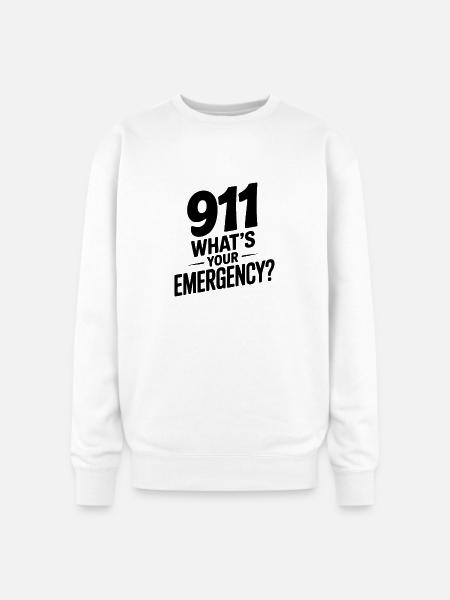 911 What's Your Emergency? - Oversized Crewneck Sweatshirt - white