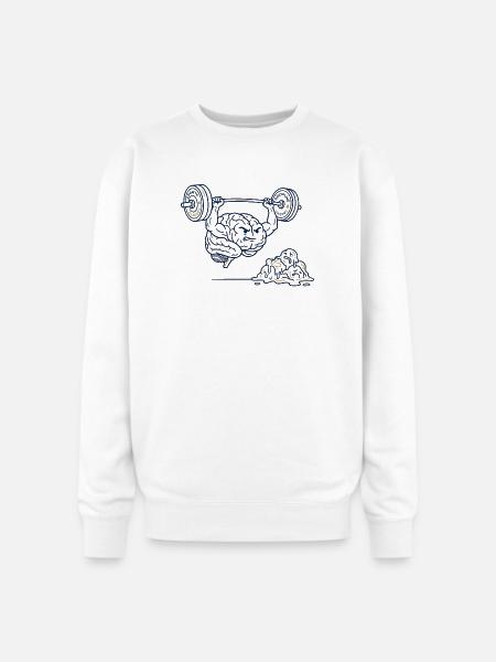 Brain Gains Lifting Weights - Oversized Crewneck Sweatshirt - white